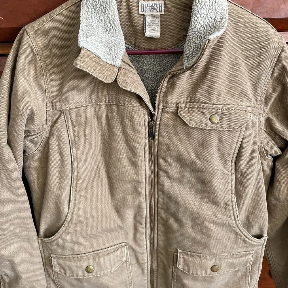 Duluth Trading Co Women’s Tan Firehose Sherpa Lined Jacket - Picture 3 of 10